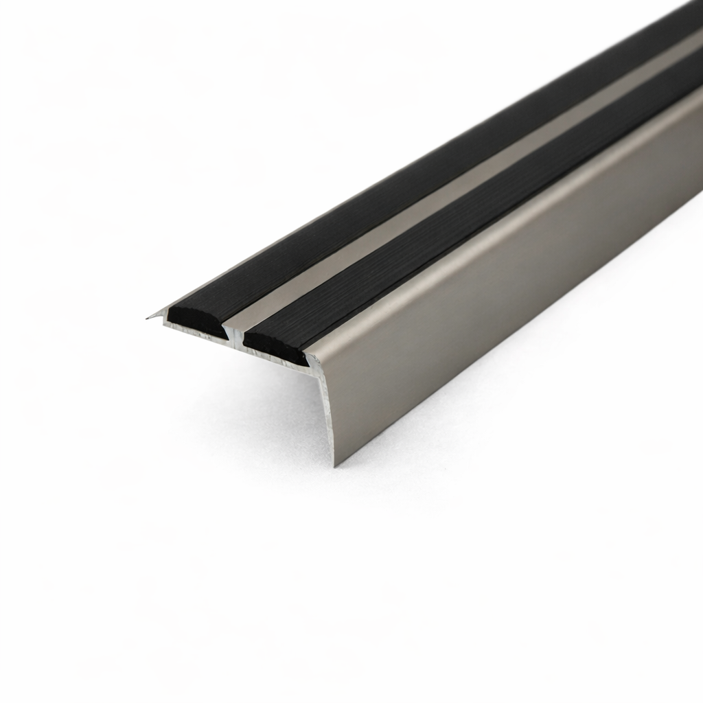 15 pack A37 anodised aluminium non-slip stair nosing with black rubber insert 0.9m