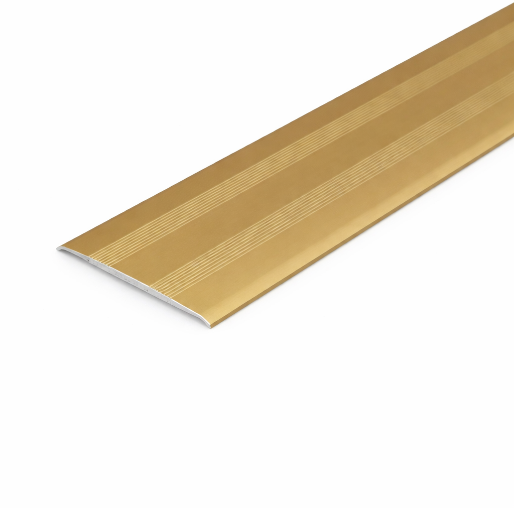 Golden A08 35mm anodised aluminium flat threshold profile for covering floor joints at doorways.