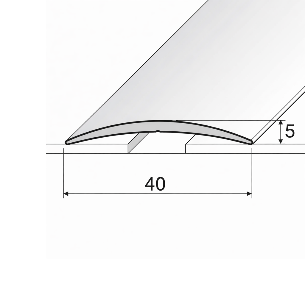 Usage of a 40mm wood effect aluminium self-adhesive threshold strip creating a natural-looking floor transition.