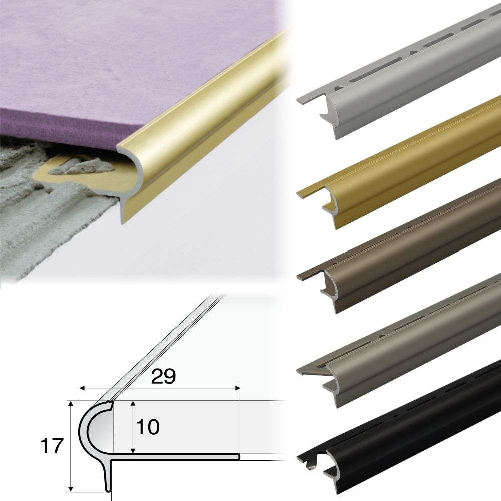 A80 29mm x 17mm x 10mm Stair Nosing Edge Trim Step Edging For Tiles