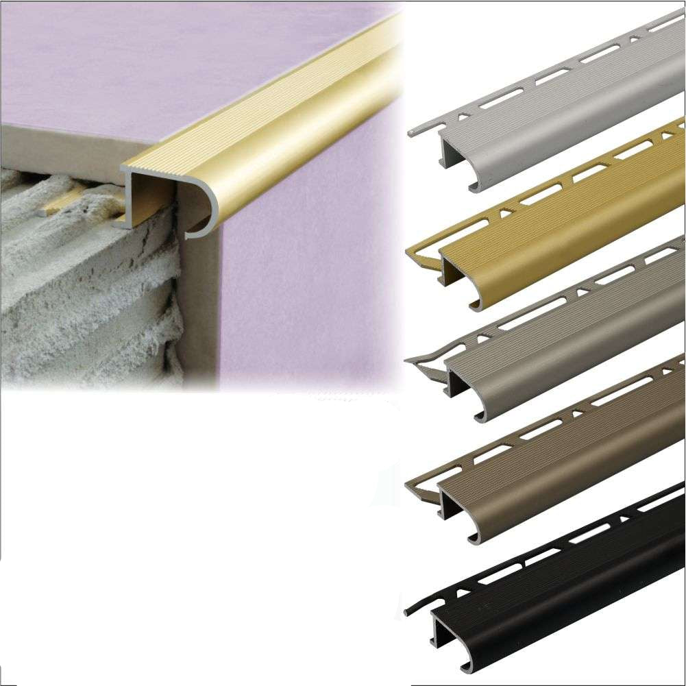 A81 34mm x 11mm x 10mm Aluminium Stair Nosing Edge Trim Step Edging For Tiles