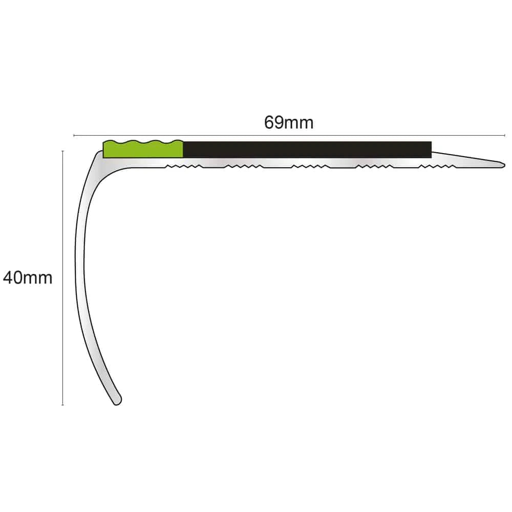 69x40mm Aluminium Non Slip Stair Nosing Edge