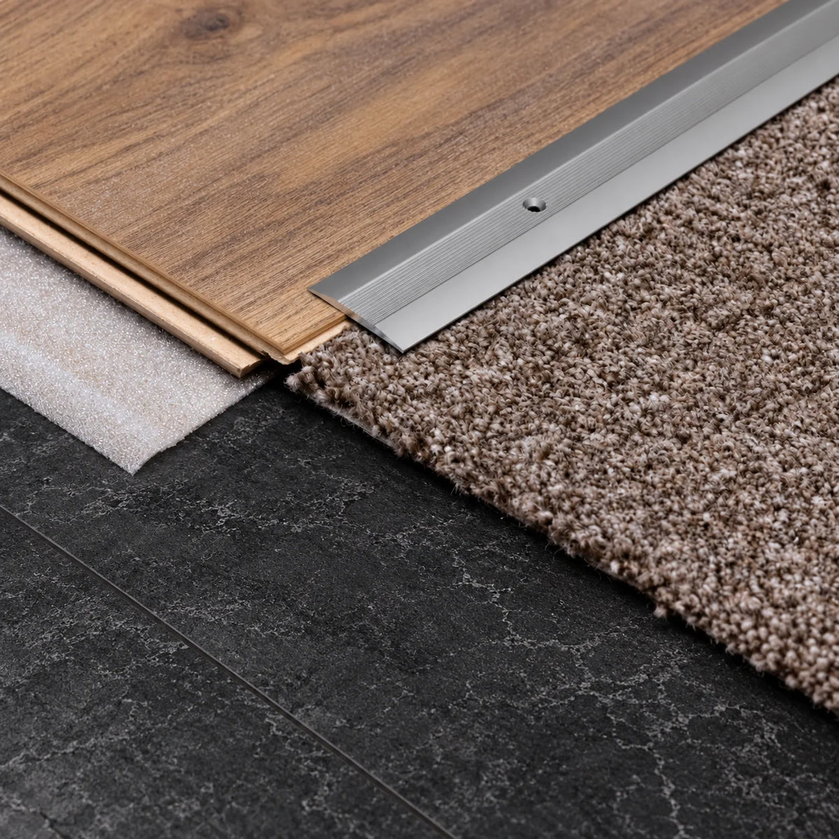 38mm Aluminium Door Threshold Strip – Carpet to Laminate Bar Between Laminate And Carpet
