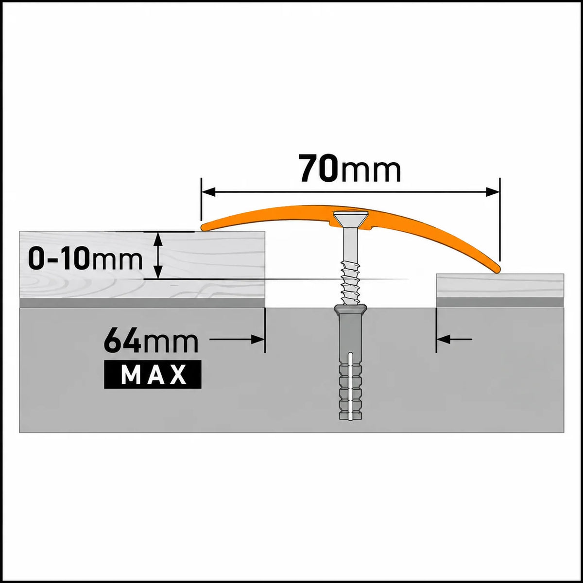 70mm Anodised Aluminium Door Threshold Strip Diagram