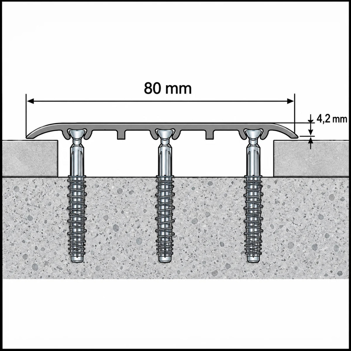 80mm Aluminium Door Threshold Strip – 930mm Concealed Dowel Fix Diagram