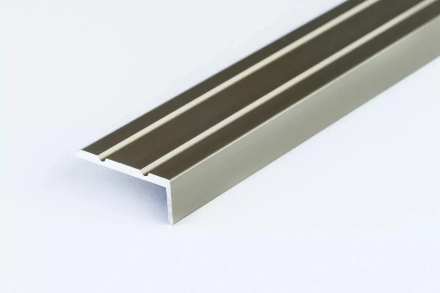 Anodised Grooved Anti-Slip Aluminium Stair Nosing 25 MM x 10 MM x 1 M Length