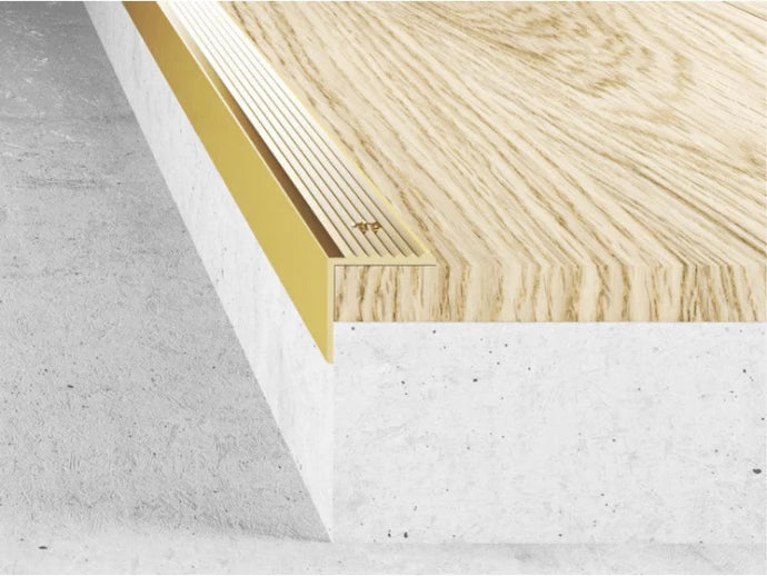 S02 Aluminium Stair Nosing 25x20mm Brass Effect Finish