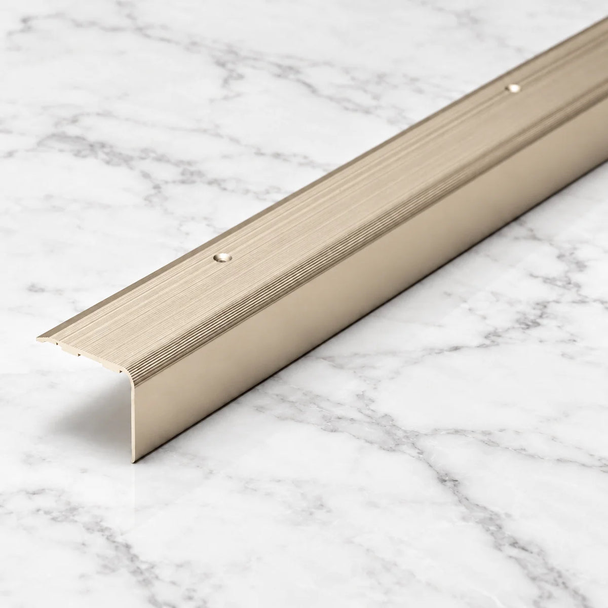 Aluminium Stair Nosing 48MM X 34MM Ribbed Anti Slip Edge Trim in champagne