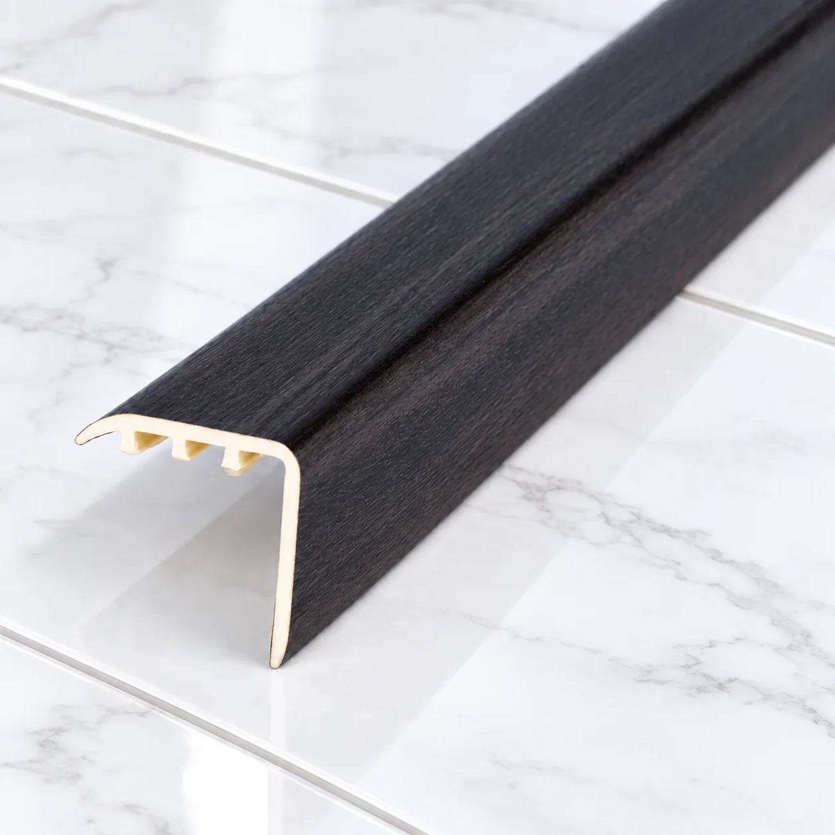 Laminate Stair Nosing 30x30mm uPVC Wood Effect Profile – 0.9m In Dark Walnut Color