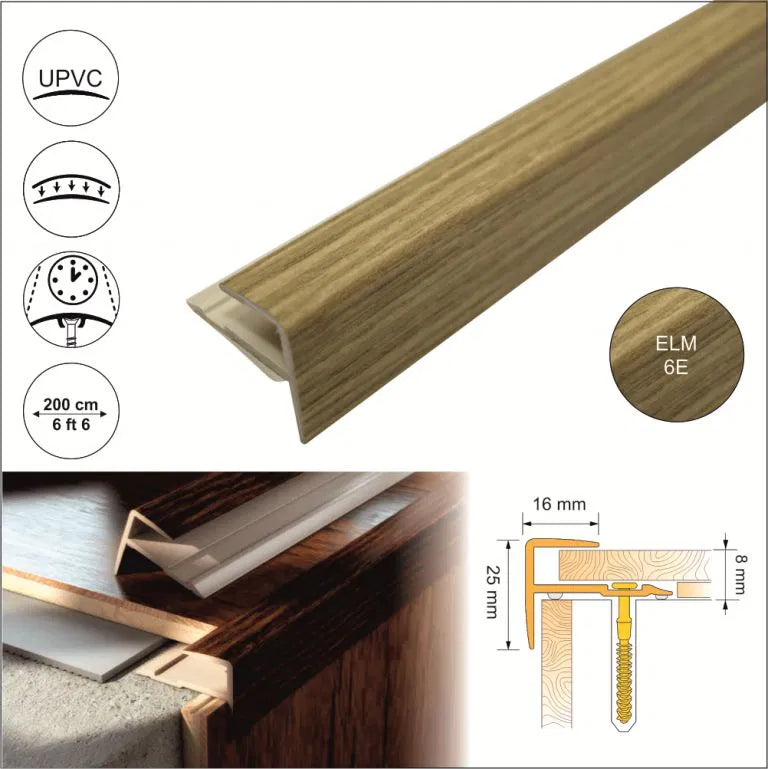 Push-In Pvc Wood Effect Stair Nosing