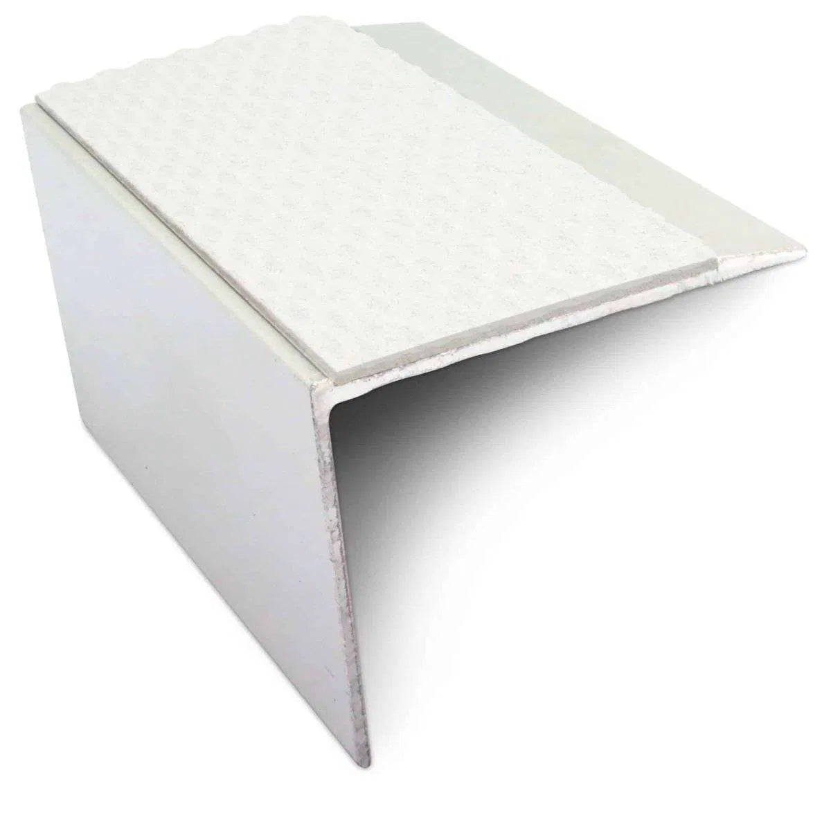 White NSL21 Tredsafe 67 x 55mm Non Slip Stair Nosing Edge Trim With Pvc Insert