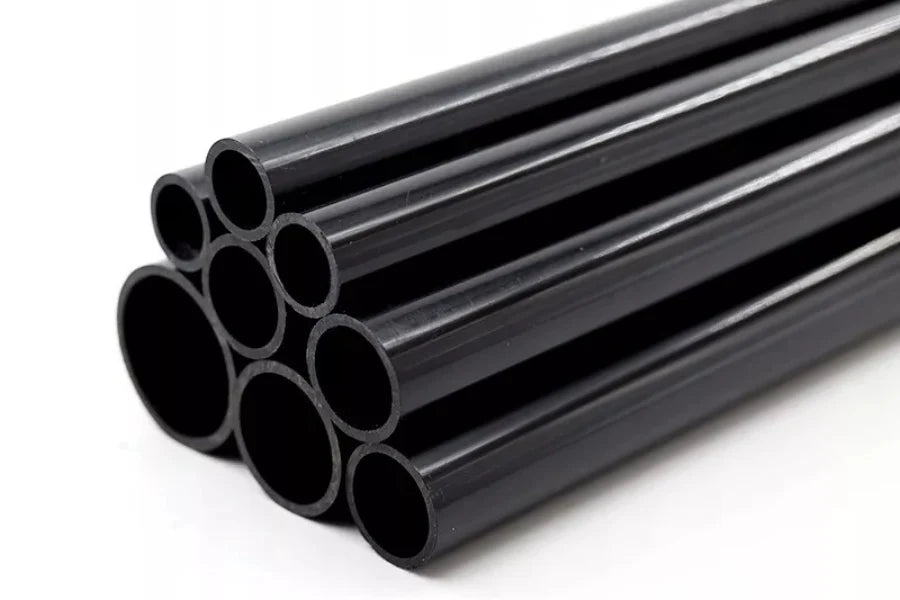 PVC Plastic Round Pipe Tube Black -1m / 39.37" Length