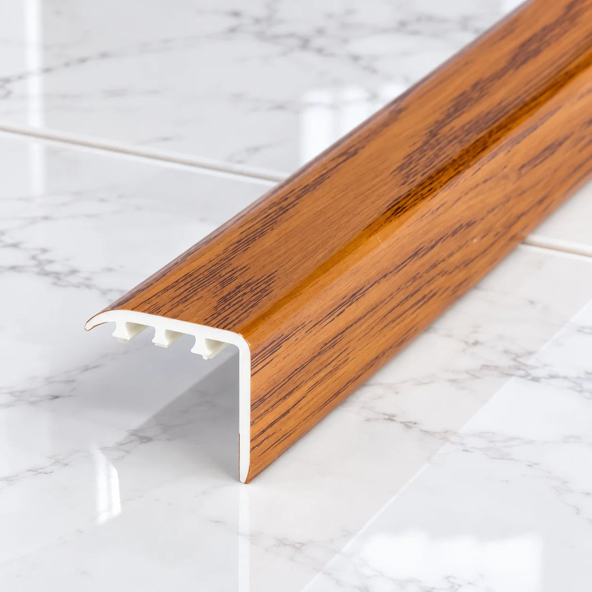 Laminate Stair Nosing 30x30mm uPVC Wood Effect Profile – 0.9m In Rustic Oak Color