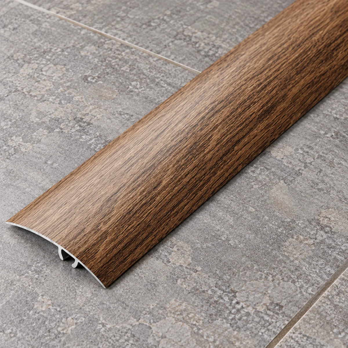 47mm Aluminium Wood Effect Door Threshold Strip – 930mm In Smoked Oak Color