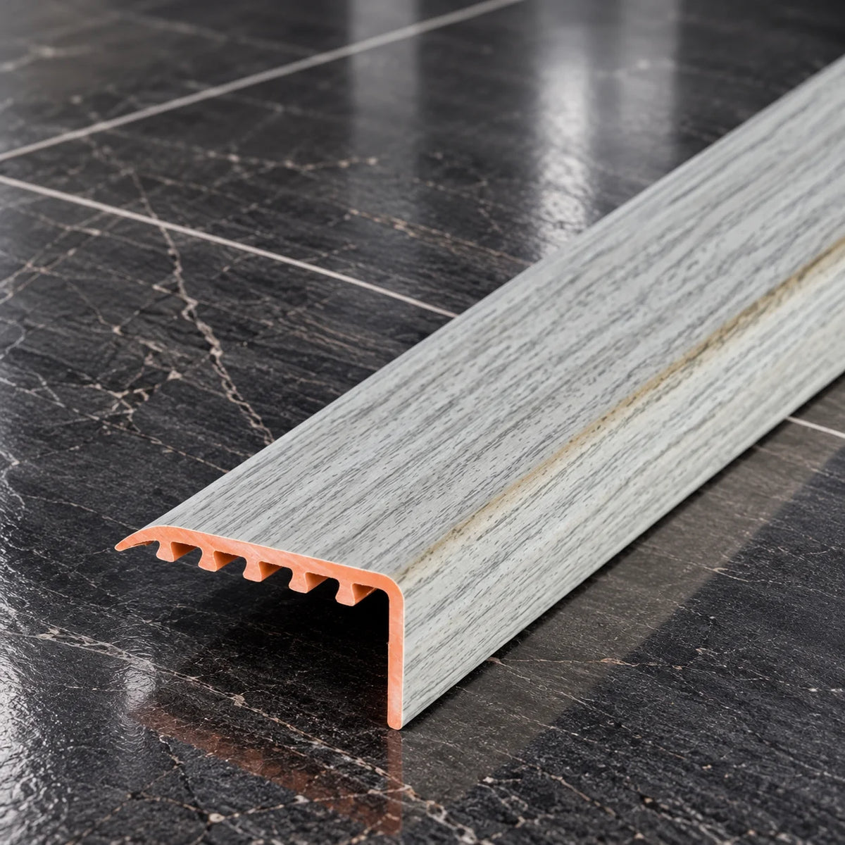 Laminate Edging for Stairs – 45x22mm Wood Effect uPVC Stair Nosing In Verden Oak Color