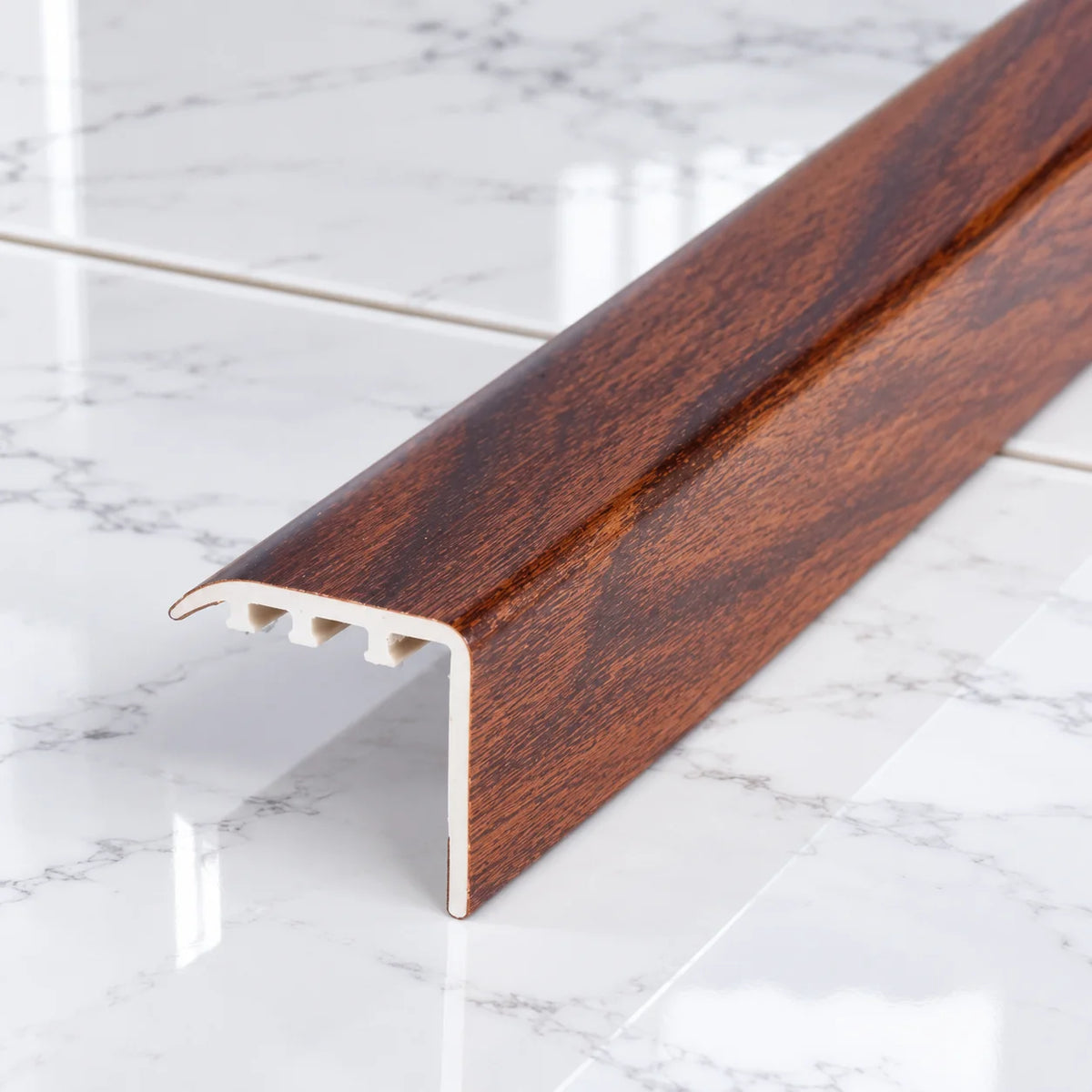 Laminate Stair Nosing 30x30mm uPVC Wood Effect Profile – 0.9m In Walnut uPVC Color
