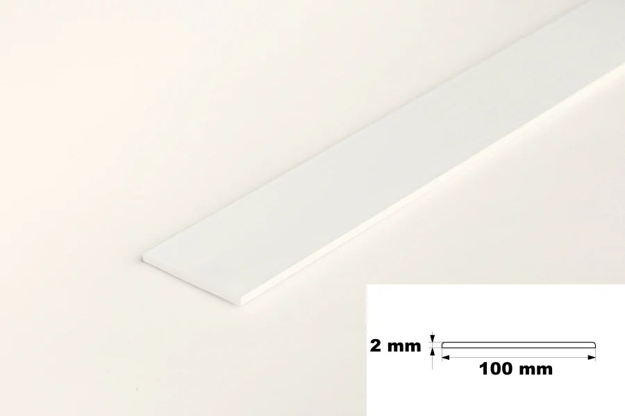 White PVC Plastic Bar Strip Roll Flat Architrave Trim Various Sizes