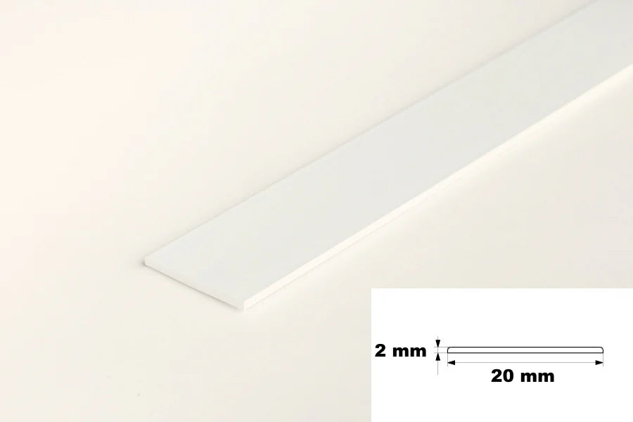 White PVC Plastic Bar Strip Roll Flat Architrave Trim Various Sizes