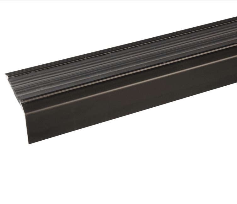 A38 46 x 30mm Anodised Aluminium Self Adhesive Non Slip Rubber Stair Nosing Edge Trim