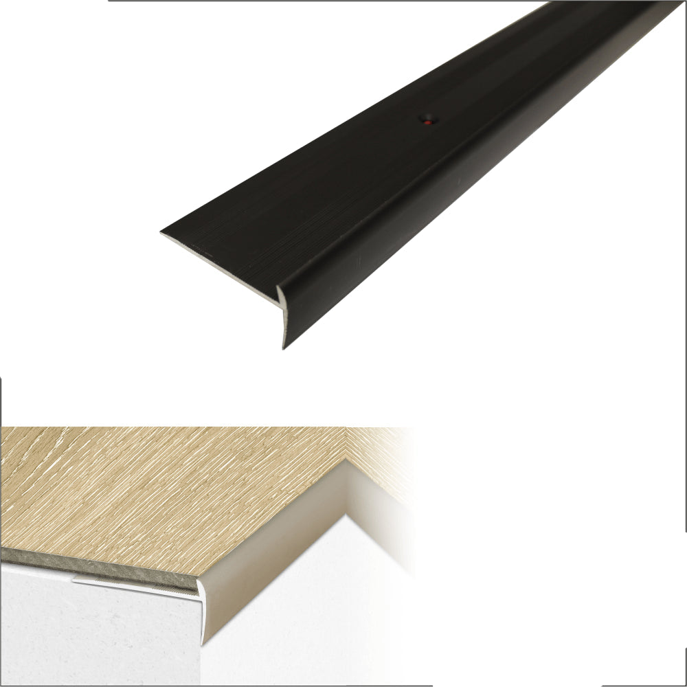 Black C27 Aluminium LVT Stair nosing Edge for Flooring