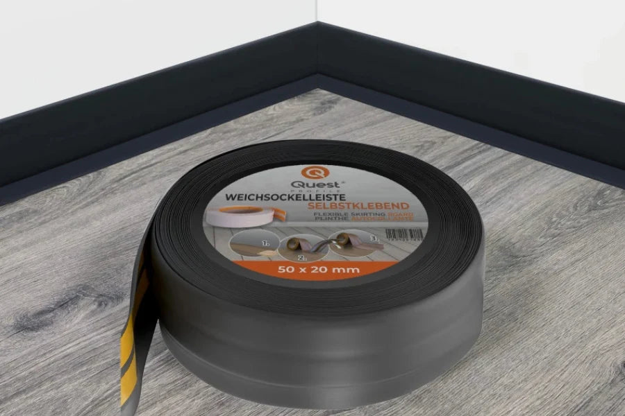 Self-Adhesive Flexible PVC Skirting Board 50×20mm – Soft Floor & Wall Edge Trim Roll (5m & 10m Options)