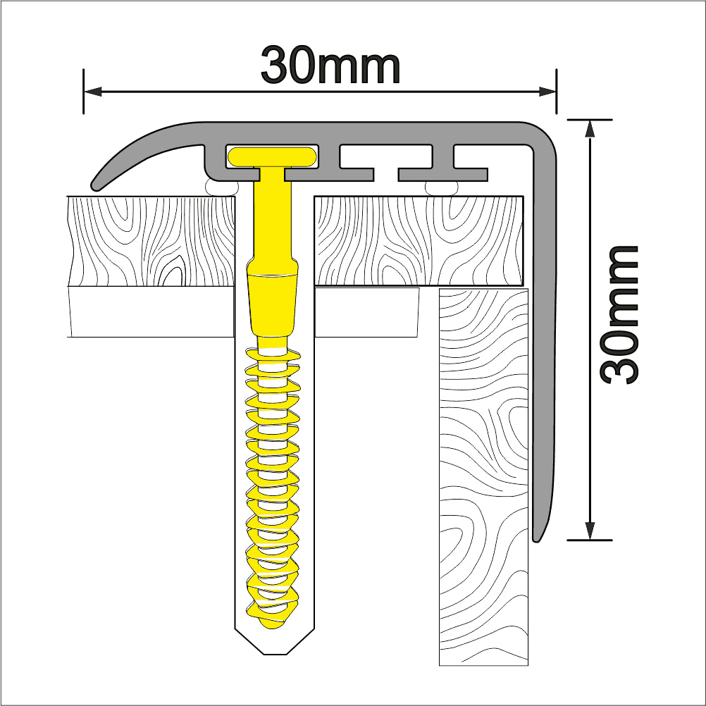 Wood Effect Stair Nosing Edge Trim ( 30 x 30mm )