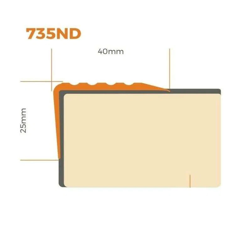 PVC Non Slip 735-ND Flexible Anti-Slip Self-Adhesive Stair Nosing