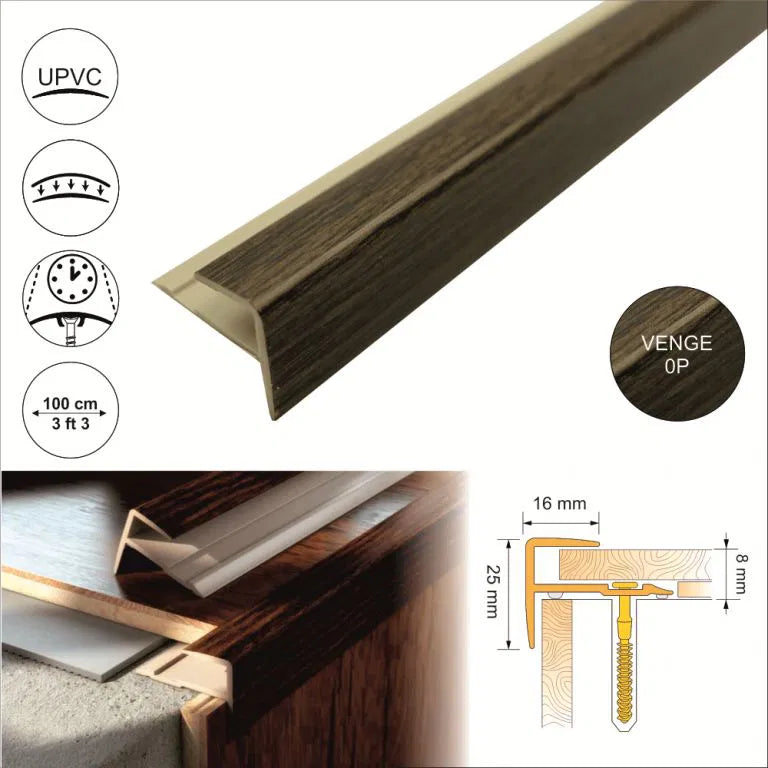 Push-In Pvc Wood Effect Stair Nosing