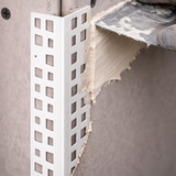 23x23 PVC render corner bead used on building corner to protect and shape render finish