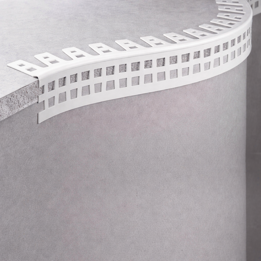 PVC flexible arch render corner bead 25x25mm fitted to curved plaster arch during rendering