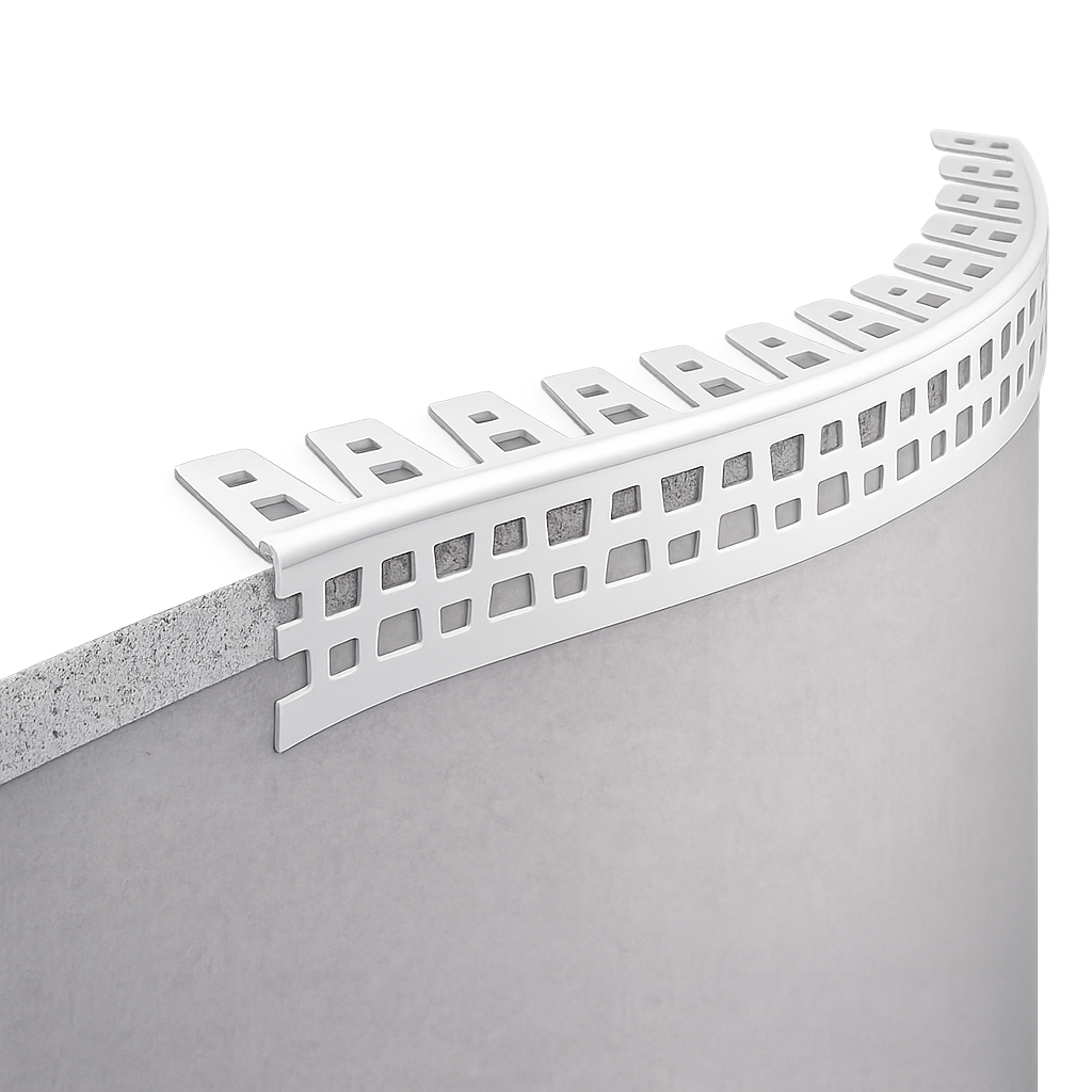 25x25 PVC flexible render corner bead used on arched wall to create clean curved edges