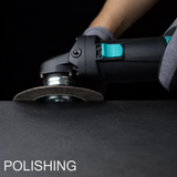 Professional 1200W angle grinder polishing surface using polishing disc attachment