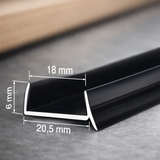 Black PVC kitchen plinth sealing strip 18mm for moisture protection at cabinet base