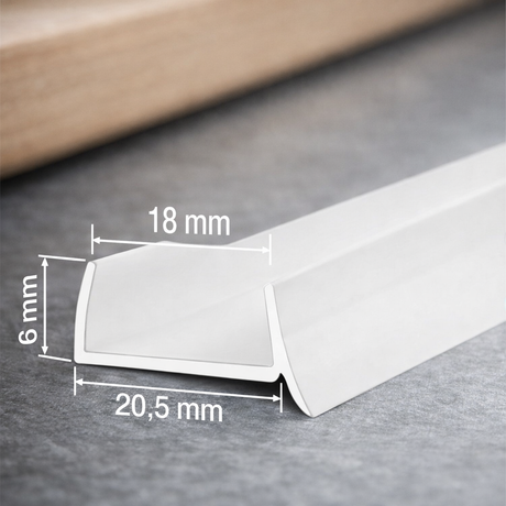 White Flexible 18mm PVC kitchen plinth sealing strip for clean floor-to-plinth finish