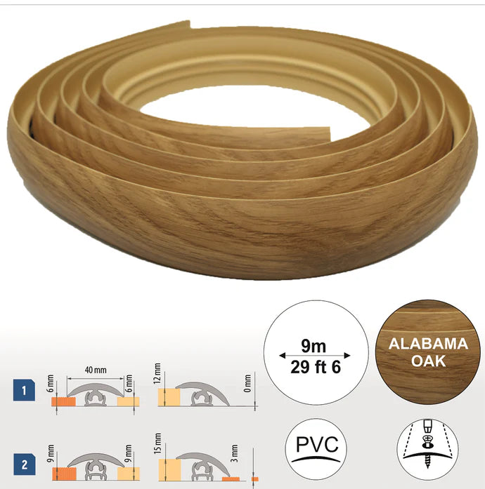 40mm Flex Line Pvc Flexible Flooring Transition Profile Door Threshold