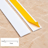1m Self Adhesive PVC Flat Bar Cover Strip –  White In 75 X 3 MM