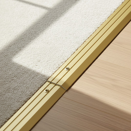 A01 30mm anodised aluminium door threshold ramp profile installed between floor levels