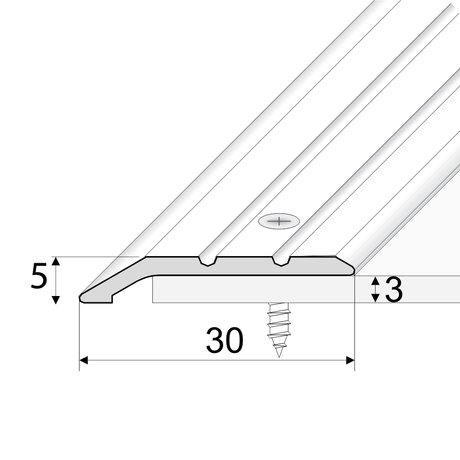 Anodised aluminium A01 ramped door threshold fitted between rooms