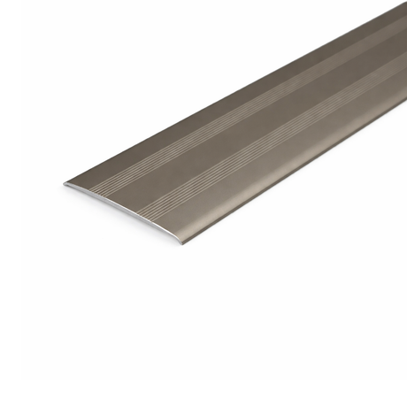Champagne A08 35mm anodised aluminium flat threshold profile for covering floor joints at doorways.