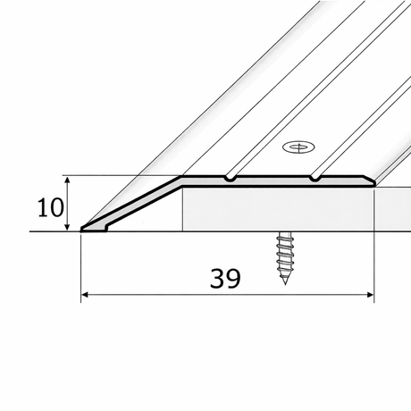 Usage of a 40mm anodised aluminium ramp door threshold profile creating a safe transition between uneven floors.
