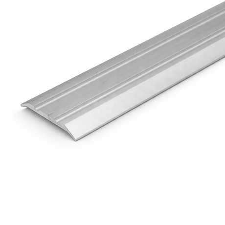 Silver A12 25mm anodised aluminium flat door threshold strip with a slim profile for neat floor transitions.