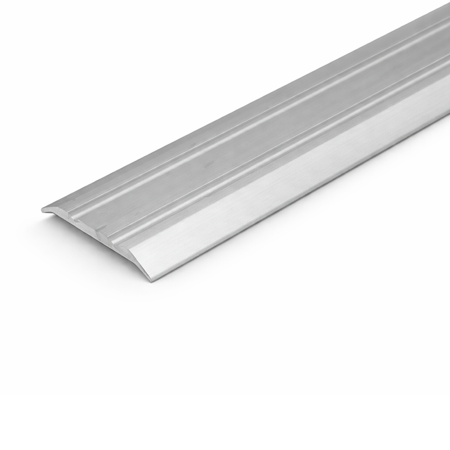 Silver A12 25mm anodised aluminium flat door threshold strip with a slim profile for neat floor transitions.