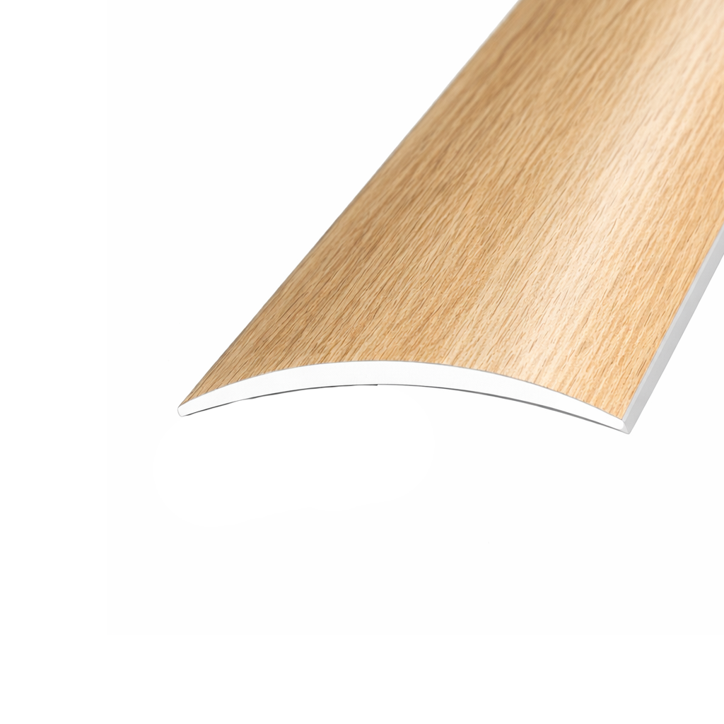 40mm aluminium wood effect self-adhesive door threshold strip designed for quick, drill-free installation.