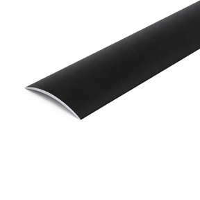 Black A13 40mm anodised aluminium self-adhesive door threshold strip with a flat profile for smooth floor transitions.