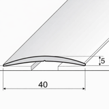 Usage of a 40mm anodised aluminium self-adhesive threshold strip creating a smooth and tidy floor transition.