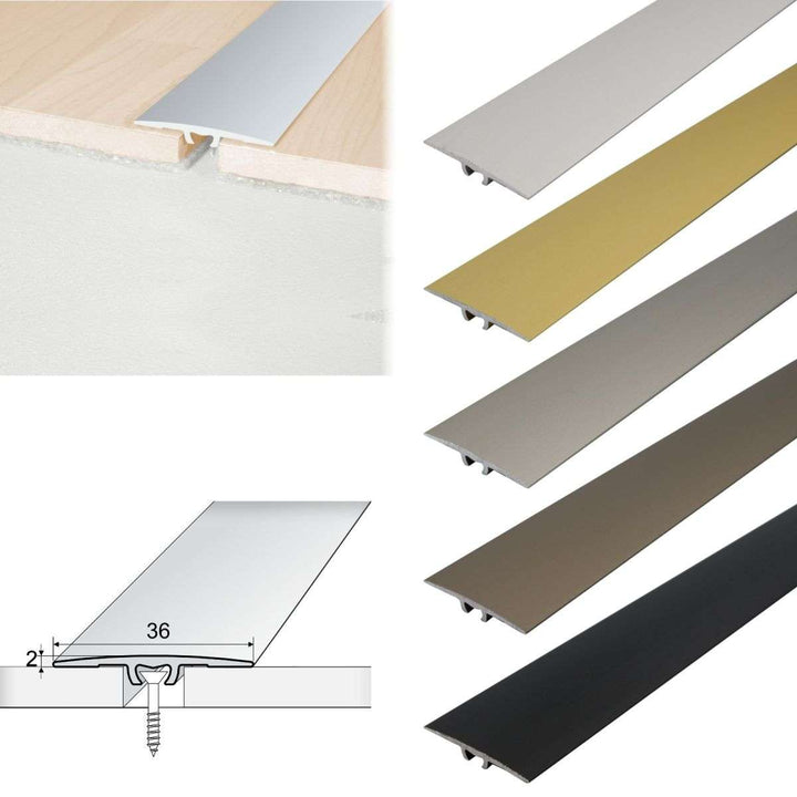 A68 36mm Anodised Aluminium Flat Door Threshold Strip