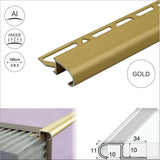 A81 34mm x 11mm x 10mm Aluminium Stair Nosing Edge Trim Step Edging For Tiles