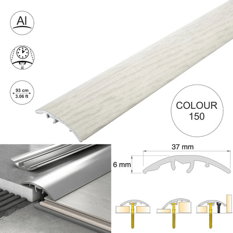 37mm Aluminium Wood-Effect 4-in-1 Door Threshold Strip S16K
