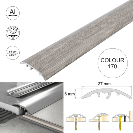 37mm Aluminium Wood-Effect 4-in-1 Door Threshold Strip S16K