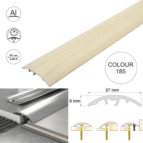 37mm Aluminium Wood-Effect 4-in-1 Door Threshold Strip S16K